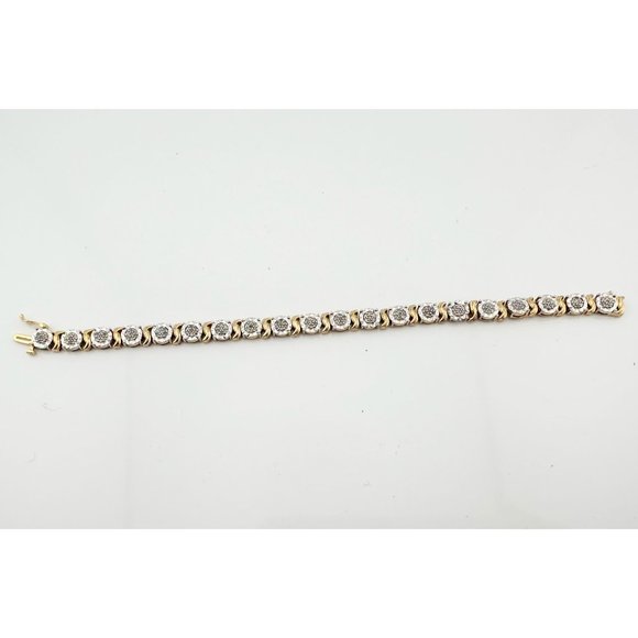 Beautiful Two Tone 1 Ct Diamond Bracelet - Sterling Silver Gold Plate S Curves - Picture 8 of 11